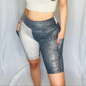 Rae Mode - Ombré Silver Foil Biker Shorts - 1X